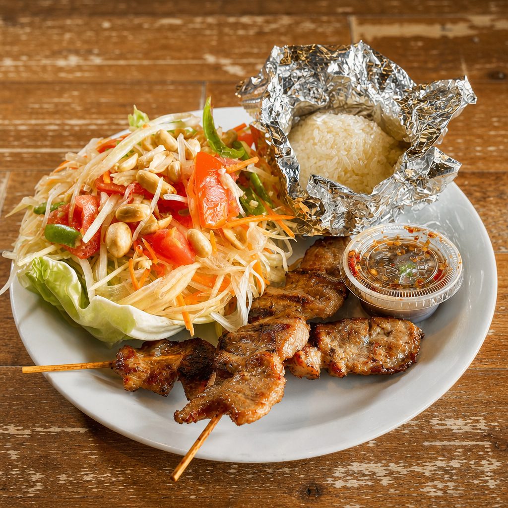 Sum Tum Combo - Pork Skewers.